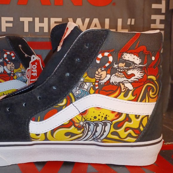 Vans Sk8-Hi Santa Flame Suede Canvas Black  Men's 9.5/Women's 11 VN0A5HZZA5P - Picture 11 of 14